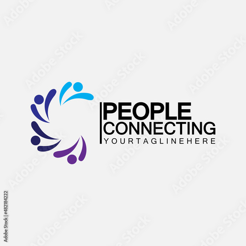 Abstract Initial Letter C Connecting People Logo Vector  Design Template