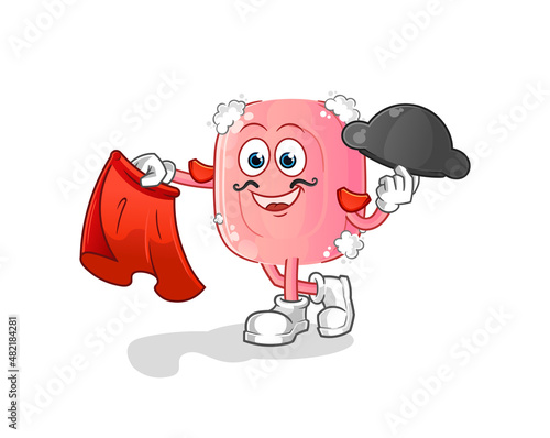 soap matador with red cloth illustration. character vector