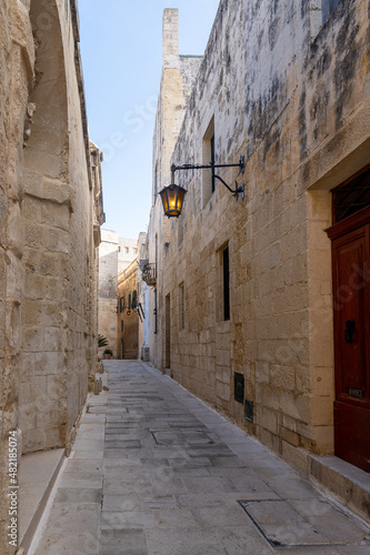 Fototapeta Naklejka Na Ścianę i Meble -  Mdina cobblestone medieval streets in Malta. Mediterranean Historic and touristic city