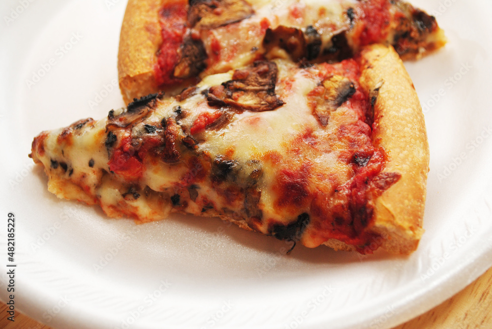 Cheese and Mushroom Pizza Pie Slices Cheese and Mushroom Pizza Pie Slices