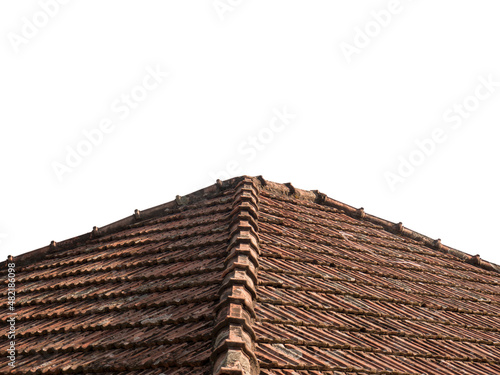Tile roof of a house side view isolated
