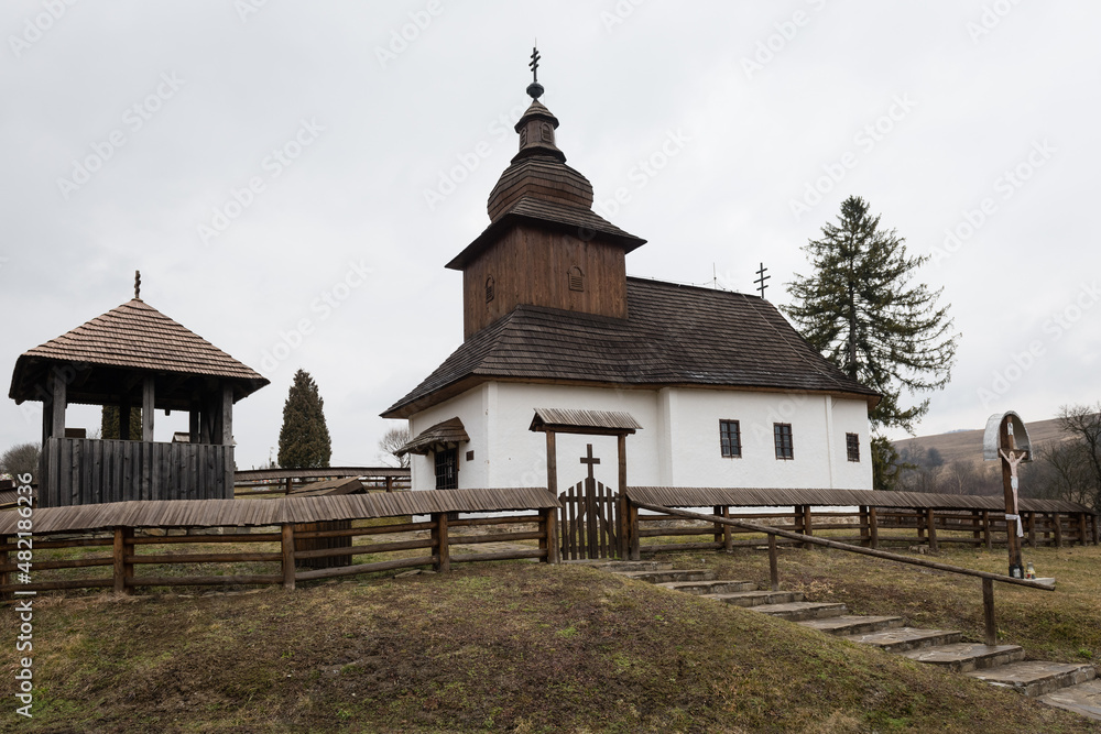 The Greek Catholic wooden church of St Basil the Great in a village Kalna Roztoka, Slovakia The Greek Catholic wooden church of St Basil the Great in a village Kalna Roztoka, Slovakia