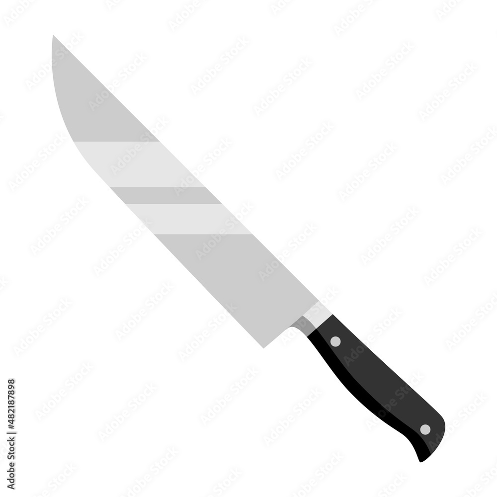 Illustration of steel cooking knife. Stylized kitchen and restaurant utensil. Illustration of steel cooking knife. Stylized kitchen and restaurant utensil.