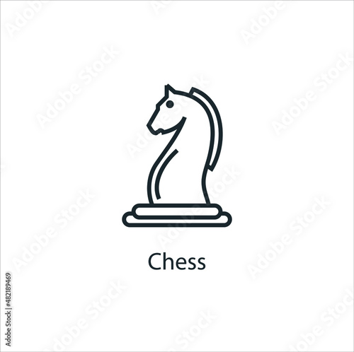 Chess icon thin line stock illustration. Sports icon with name. Famous sports icon
