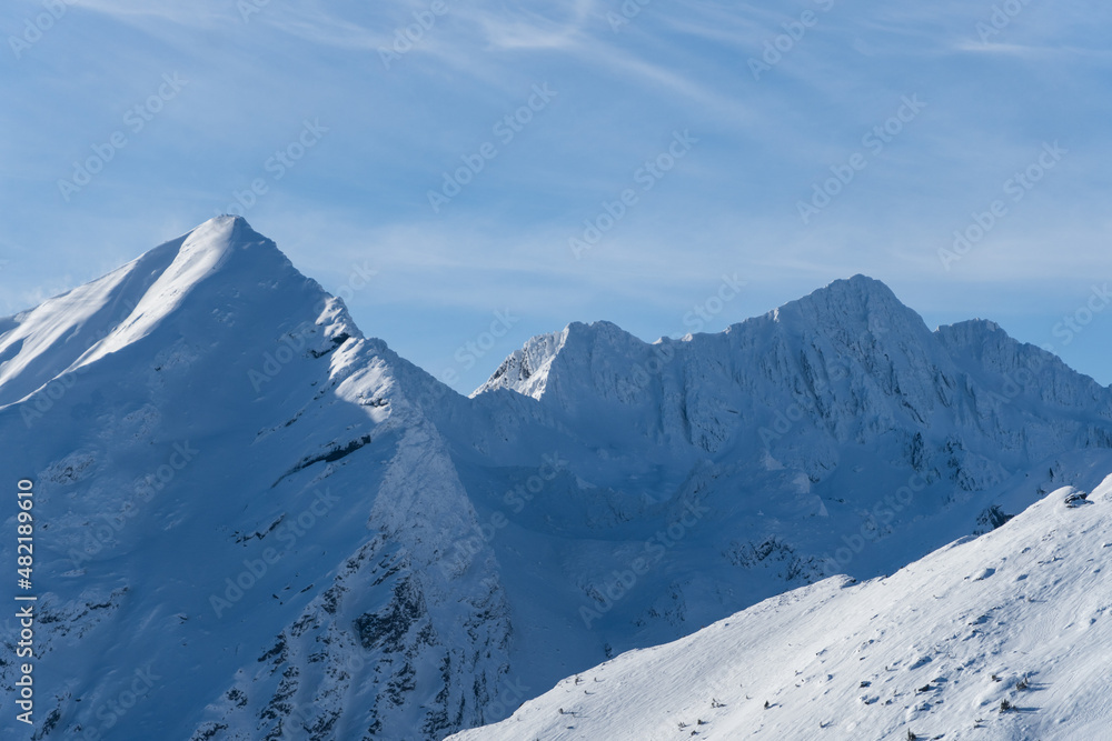 snow covered mountains,  Negoiu Peak, Fagaras Mountains, Romania 