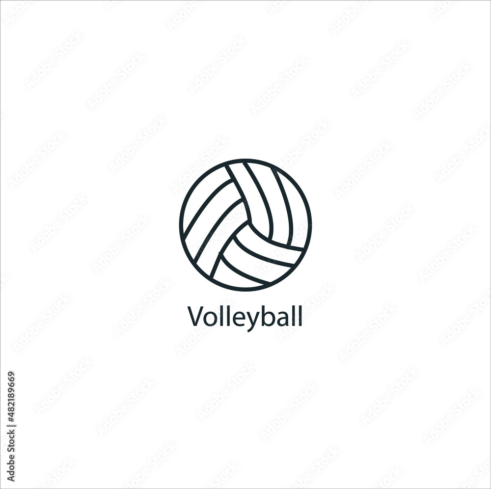 Volleyball icon thin line stock illustration. Sports icon with name. Famous sports icon