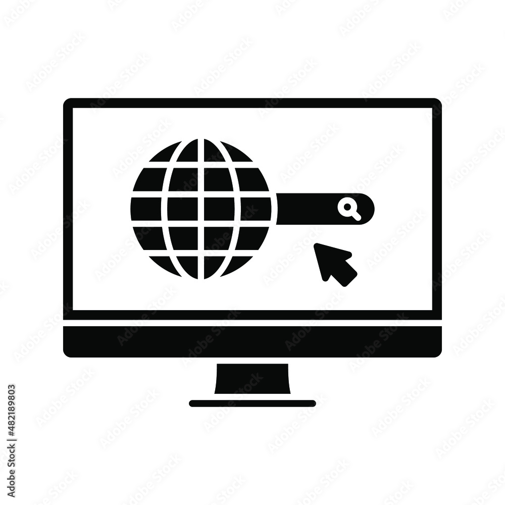 Website icon, isolated. Flat design. Monitor with website sign. vector illustration Website icon, isolated. Flat design. Monitor with website sign. vector illustration