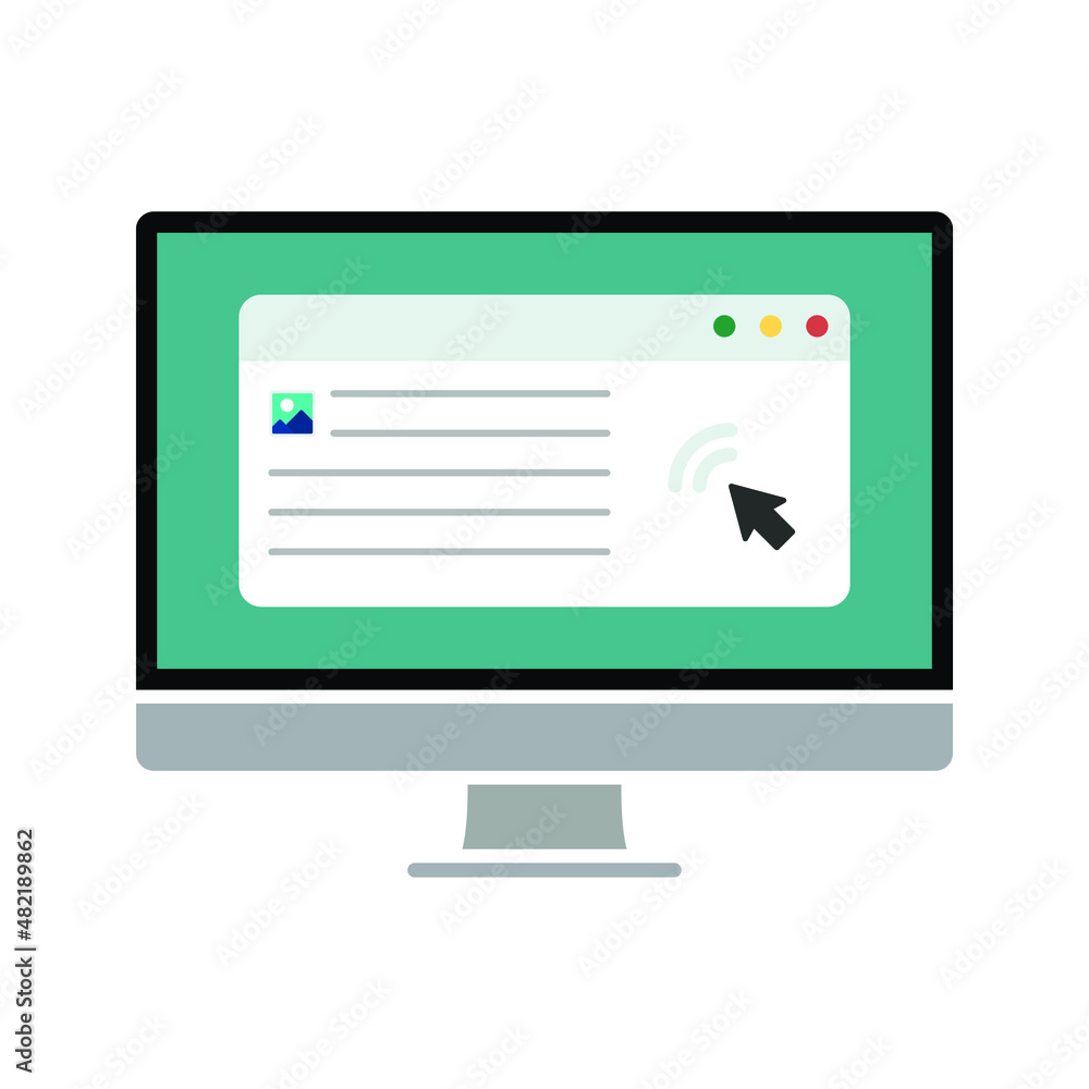 Website icon, isolated. Flat design. Monitor with website sign. vector illustration Website icon, isolated. Flat design. Monitor with website sign. vector illustration