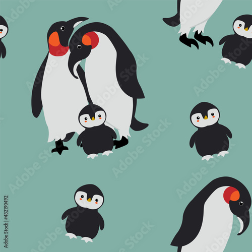 Penguin pattern. Vector seamless texture.