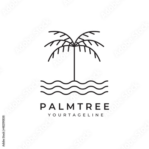  line art modern palm tree logo vector illustration