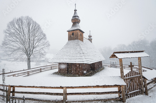 The Greek Catholic wooden church of St Basil the Great  built in year 1750  from Hrabova Roztoka  Slovakia