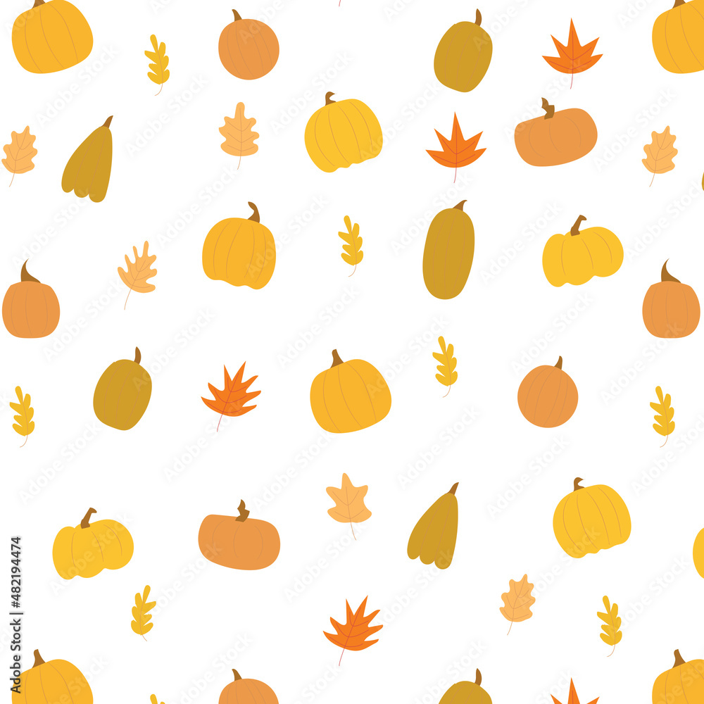 seamless pattern with pumpkins leaves seamless pattern with pumpkins leaves