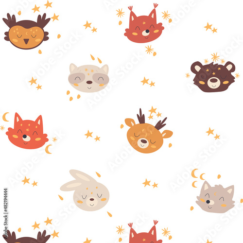 seamless pattern with animal face