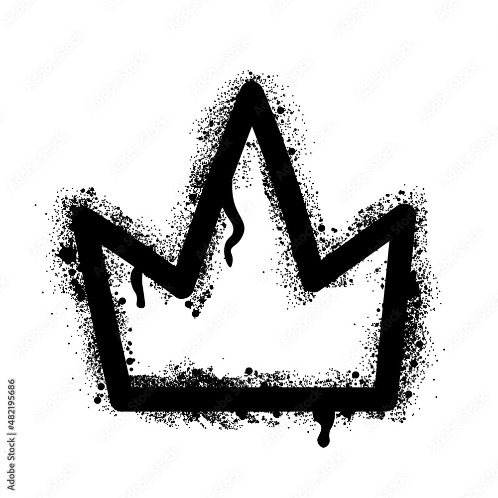 Spray paint graffiti king crown drawing by airbrush Stock Vector