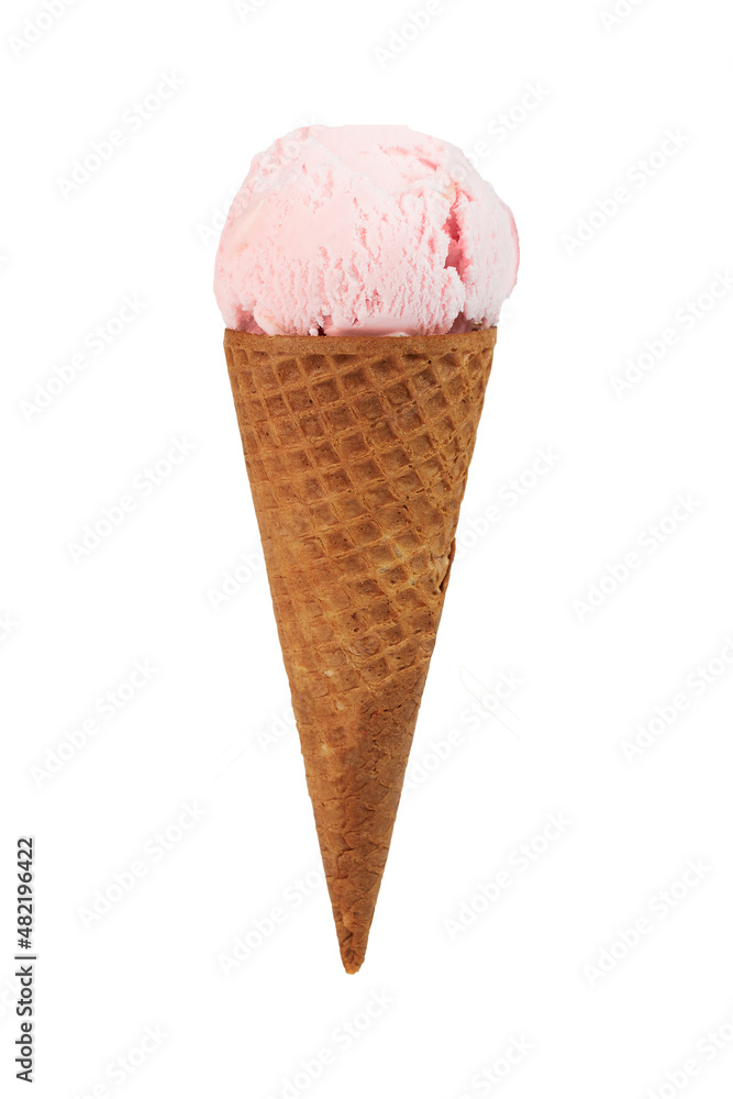 Ice cream scoop with cone isolated on white background Ice cream scoop with cone isolated on white background