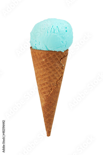 Ice cream scoop with cone isolated on white background