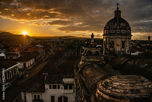 View from the La Merced bell tower of the roofs of colonial Granada, Nicaragua photo