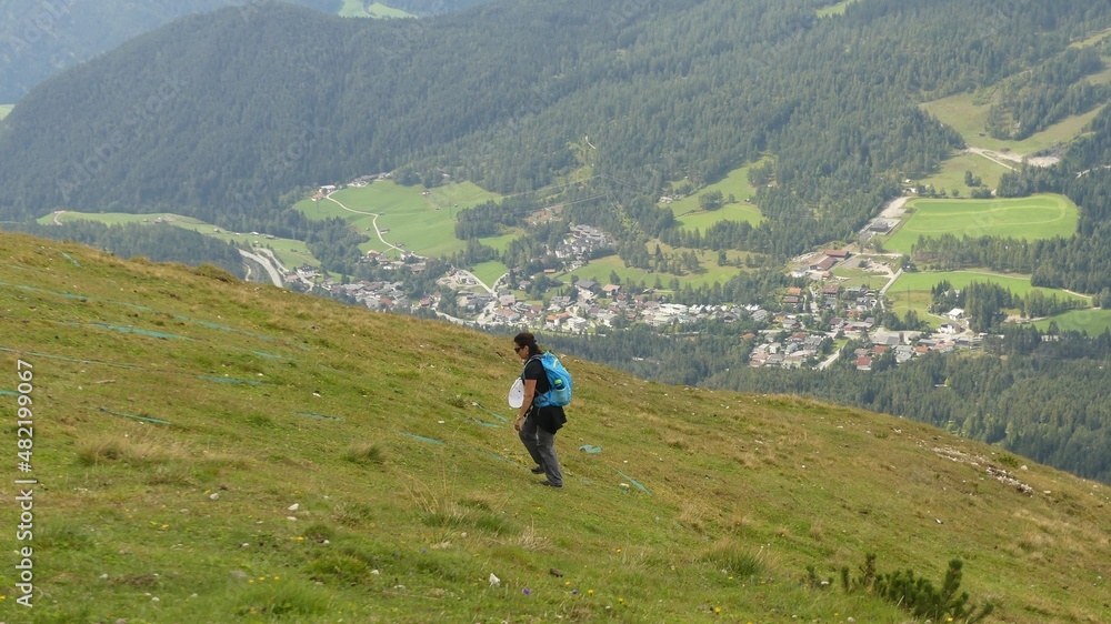 woman on an ascent in the Alps - Seefeld in Tyrol, Austria.