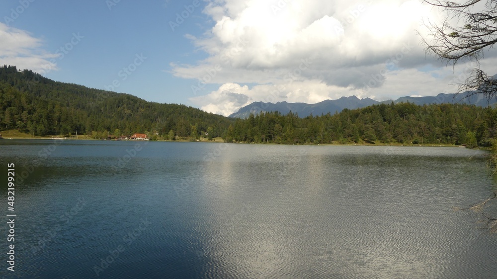 lake in a wooded landscape