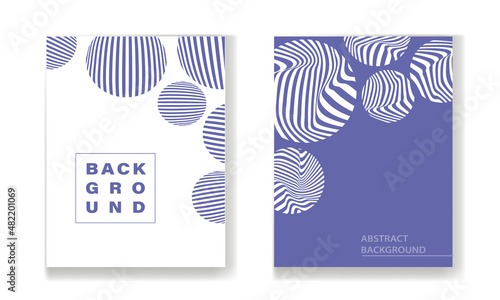Set of abstract templates with shapes and line in very peri color. Vector background in minimalist style.