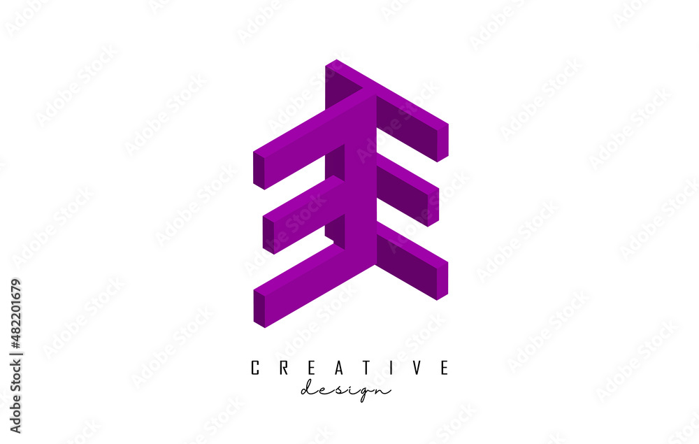Vector illustration of 3D letter E with a square shape. Letter E isometric logo design. Vector illustration of 3D letter E with a square shape. Letter E isometric logo design.