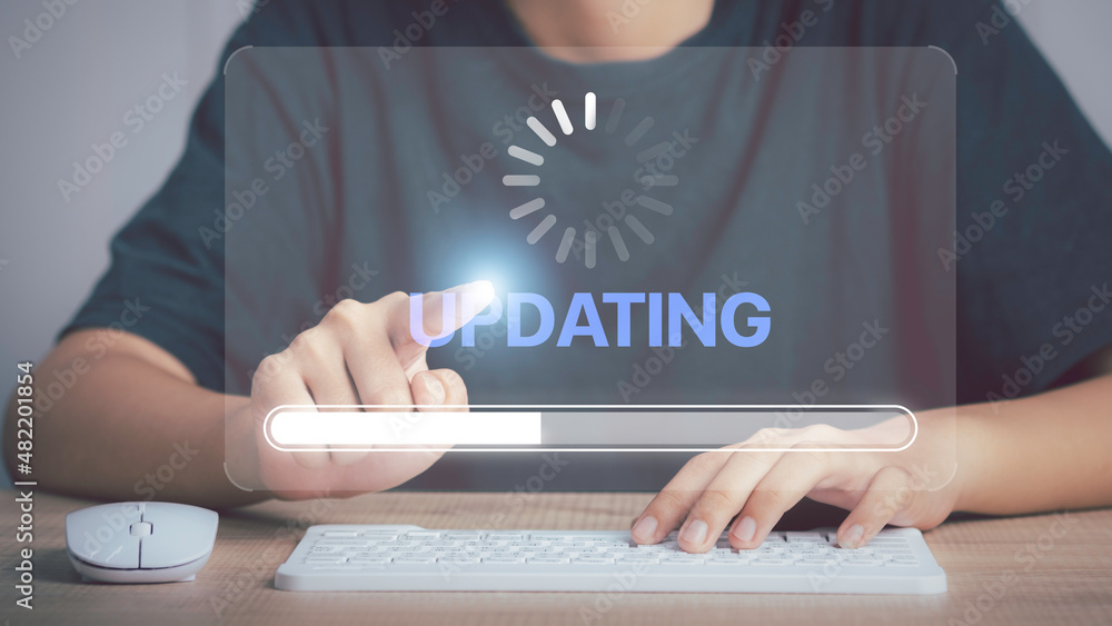 Installing software update process, operating system upgrade concept ...