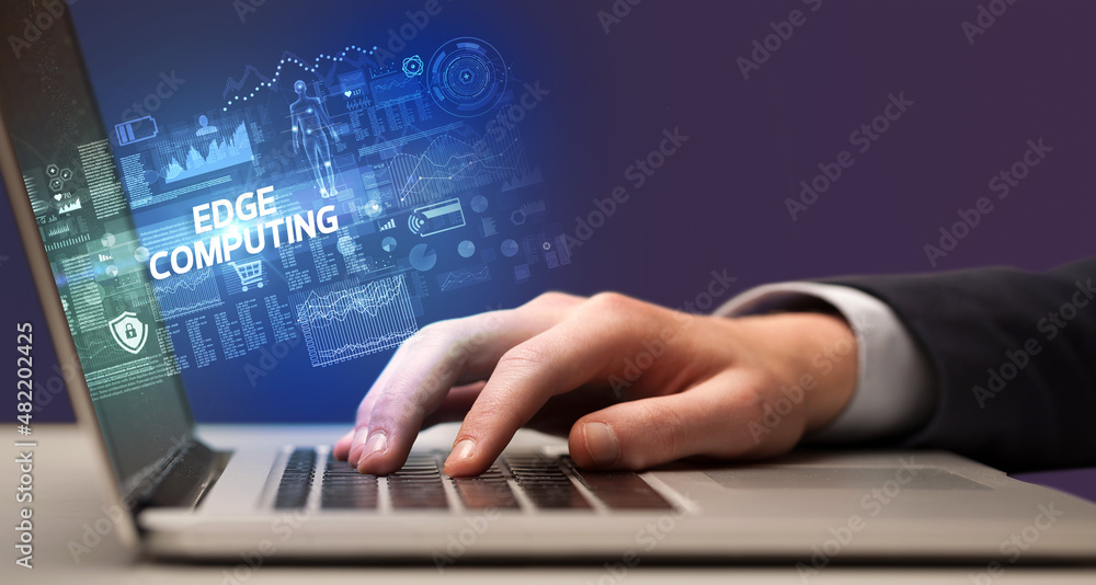 Businessman working on laptop