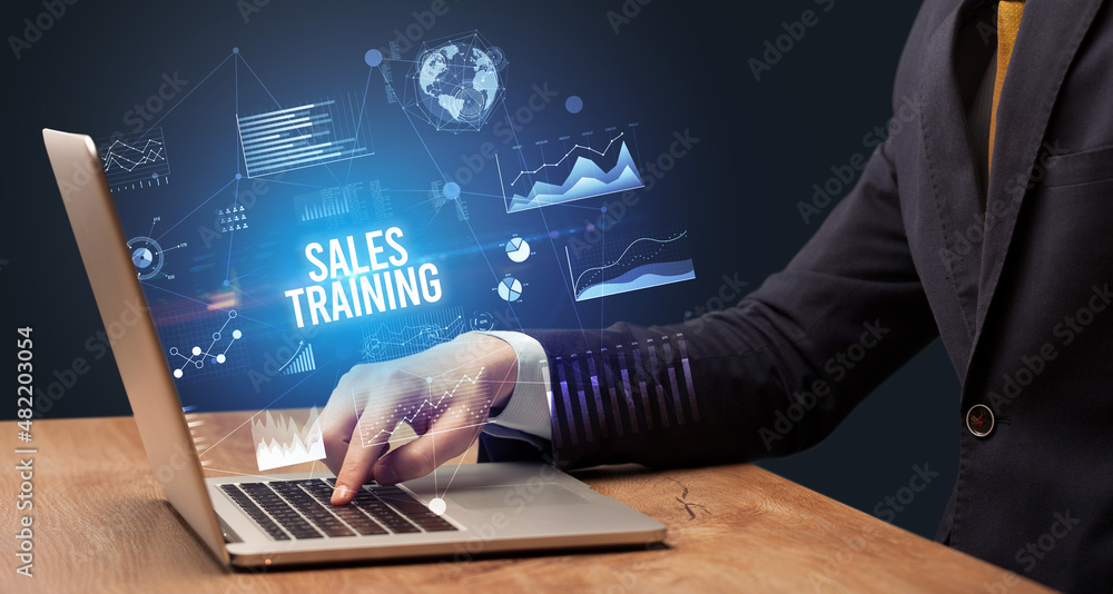 Businessman working on laptop, business concept Businessman working on laptop, business concept