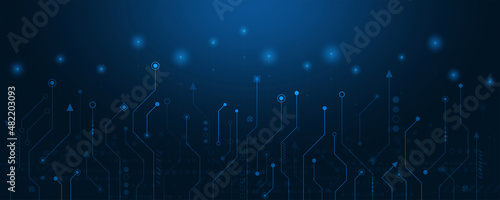 Circuit board blue technology concept.Hi technology connection, internet and digital system.