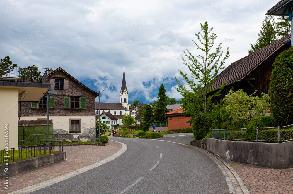 small town with church in Liechtenstein