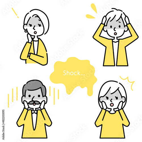 ショックを受ける人物アイコン　シンプルタッチのベクターイラスト
