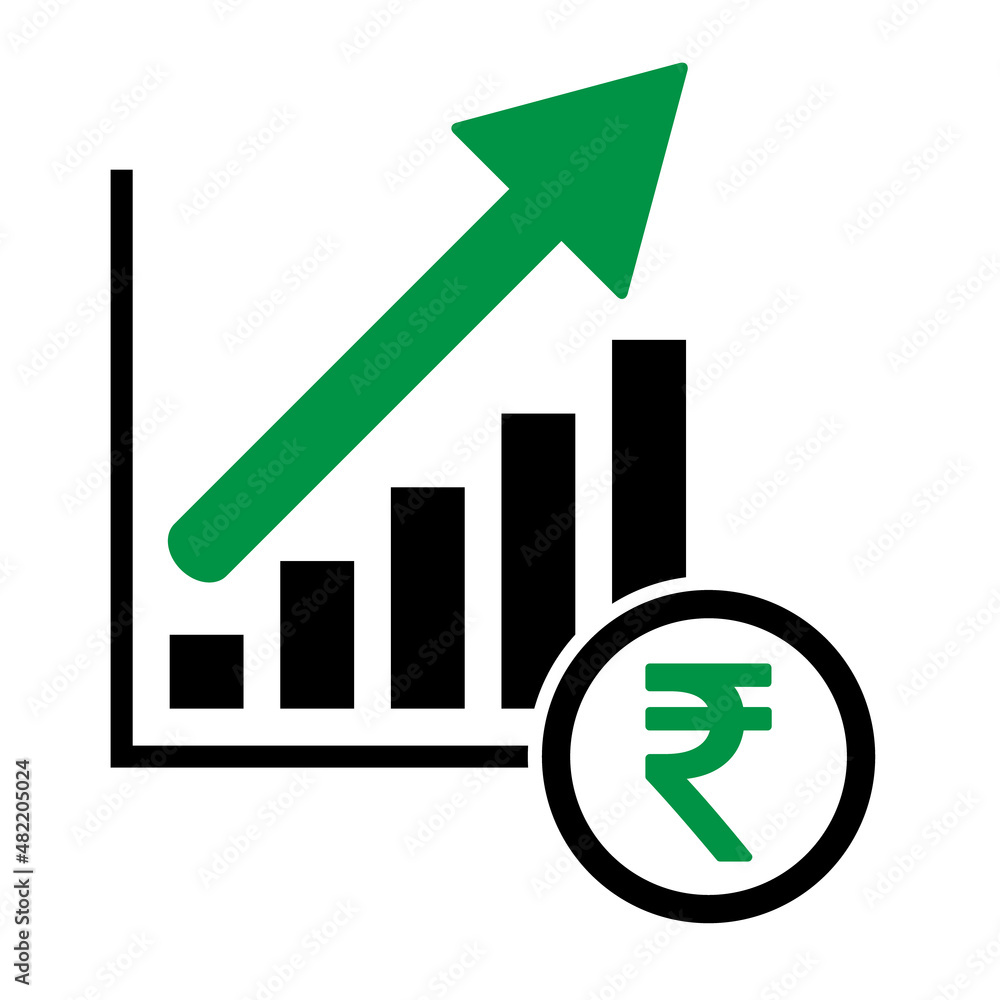 Growing economic symbol, flat modern button icon, object isolated on white background Growing economic symbol, flat modern button icon, object isolated on white background