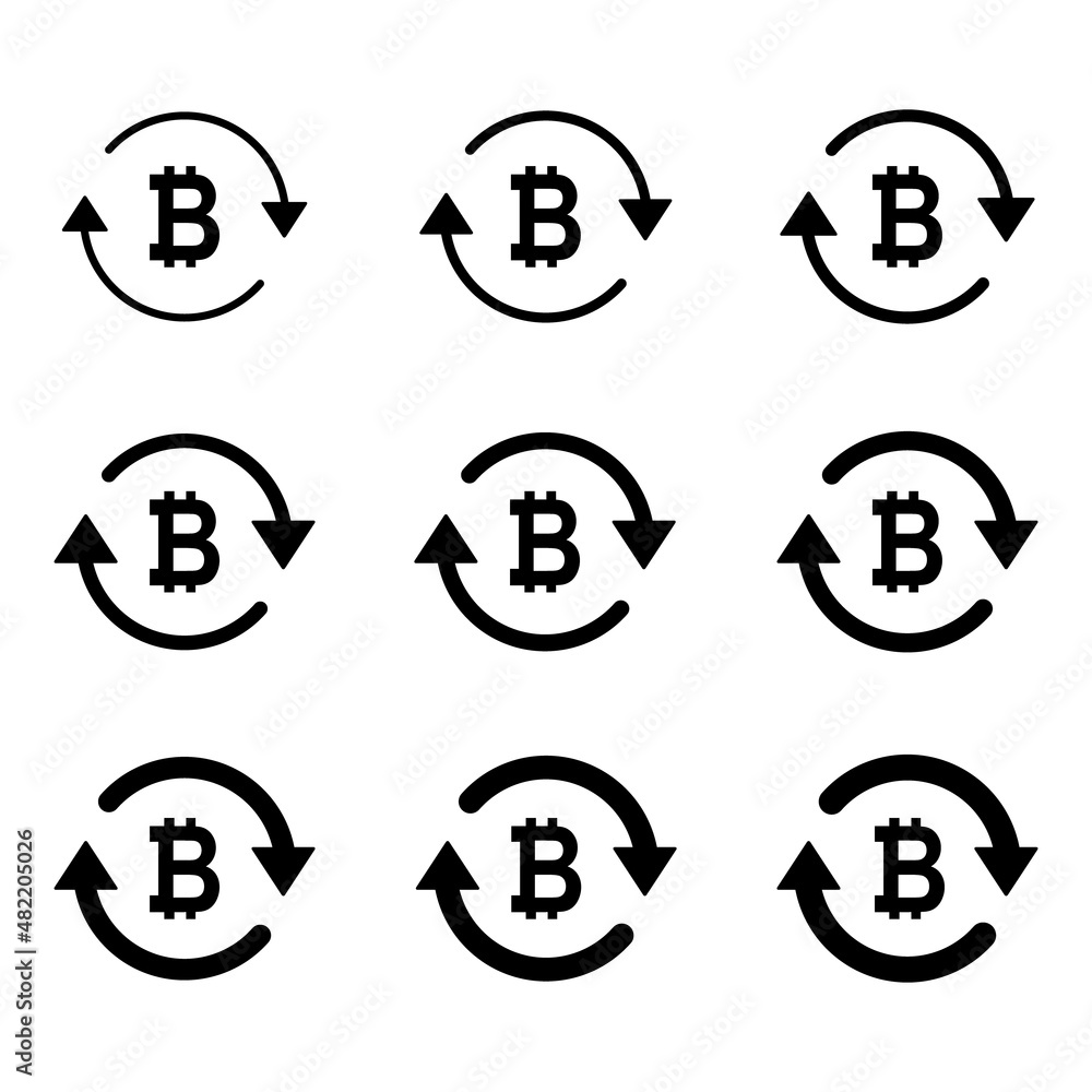 Set of bitcoin money icon, Collection of bit business sign, market economy vector illustration Set of bitcoin money icon, Collection of bit business sign, market economy vector illustration
