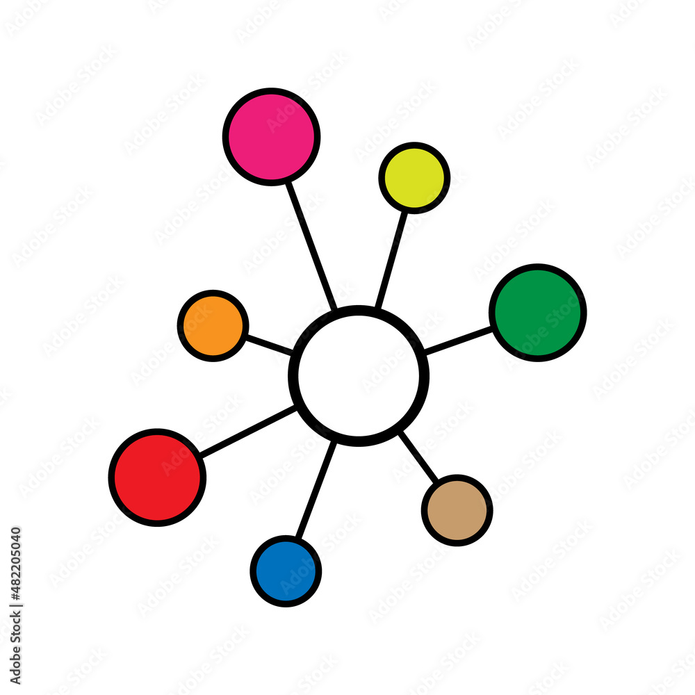 Hub flat network icon, connect structure vector symbol isolated on white background, technology system Hub flat network icon, connect structure vector symbol isolated on white background, technology system