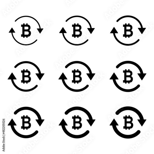 Set of bitcoin money icon, Collection of bit business sign, market economy vector illustration