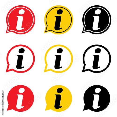 Set of Information help icon, helpdesk info bubble desk. Vector sing isolated on white background