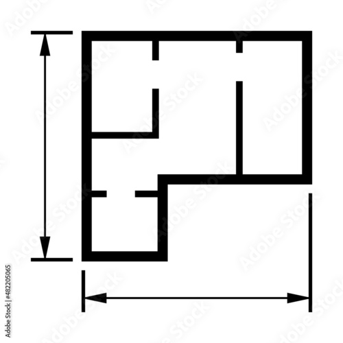 House plan icon, architecture sketch graphic design, home construction project vector illustration