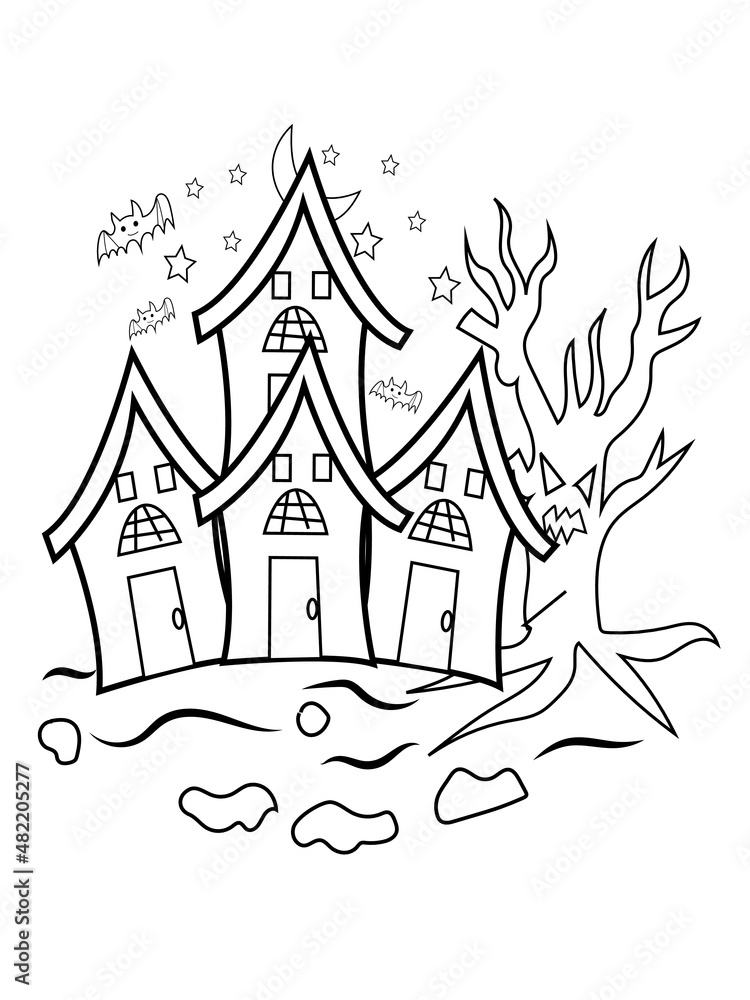 HOUSE COLORING PAGE,HALLOWEEN HOUSE COLORING PAGE,