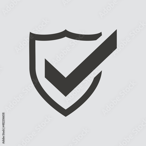 Shield icon isolated of flat style. Vector illustration.