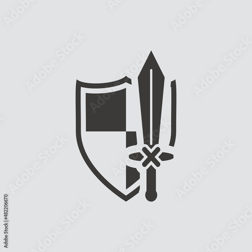 Shield icon isolated of flat style. Vector illustration.
