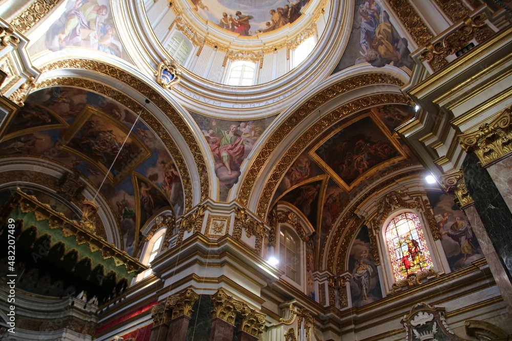 Interior of the St. Paul's Cathedral, Mdina, Malta  