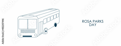 Illustration of Bus in a single line in isometric view for Rosa Parks Day 4th February. photo
