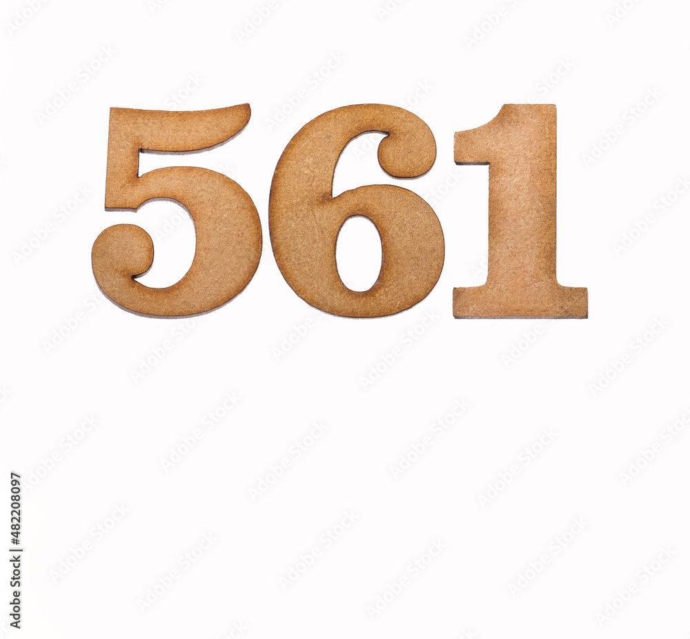 Number 561 - Piece of wood isolated on white background Number 561 - Piece of wood isolated on white background