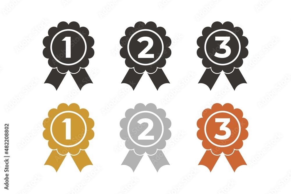 1st, 2nd, 3rd place ribbon custom award ribbons. Vector icon set with ...