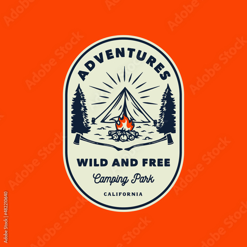 Hand Drawn Vintage Adventure Outdoor Camping Logo Badge