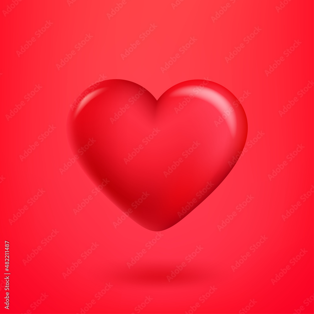 Red heart icon. 3d vector illustration