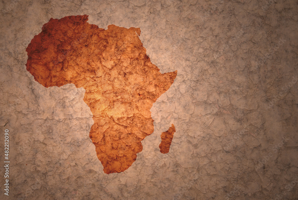 map of africa on a old vintage crack paper background - obrazy, fototapety, plakaty 