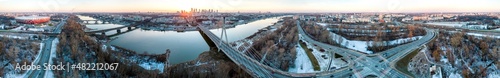 Panorama Warszawy z lotu ptaka  widok z drona