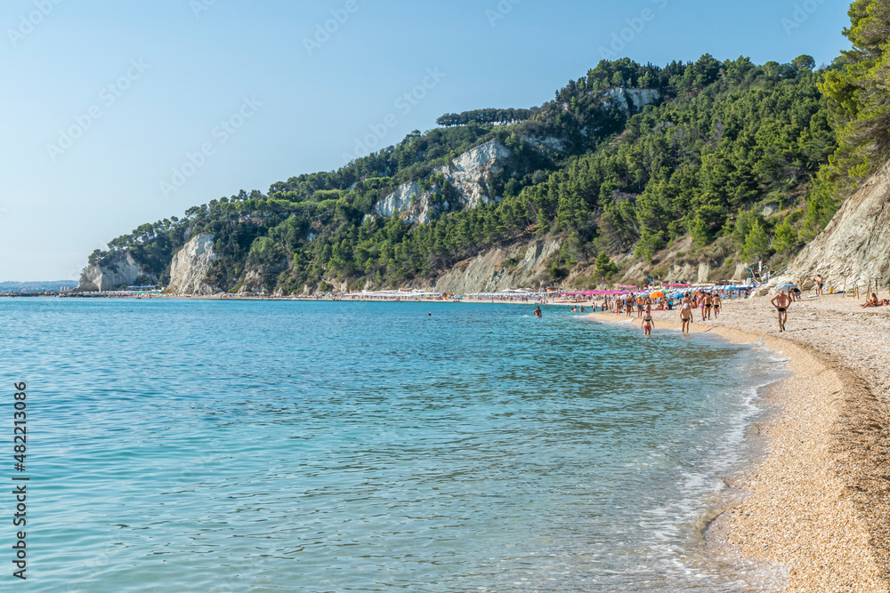 The beautiful beach of San Michele in Sirolo with blue water