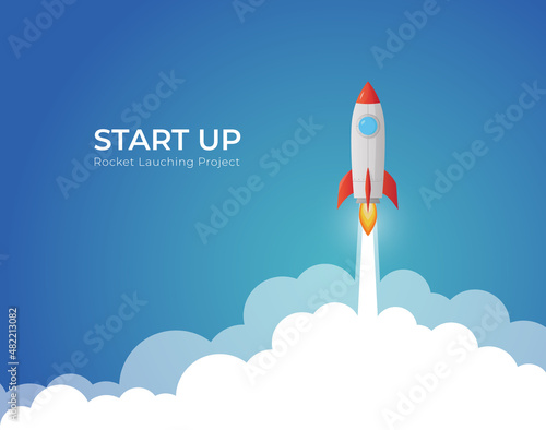 Fototapeta Naklejka Na Ścianę i Meble -  Rocket Start up landing page illustration.